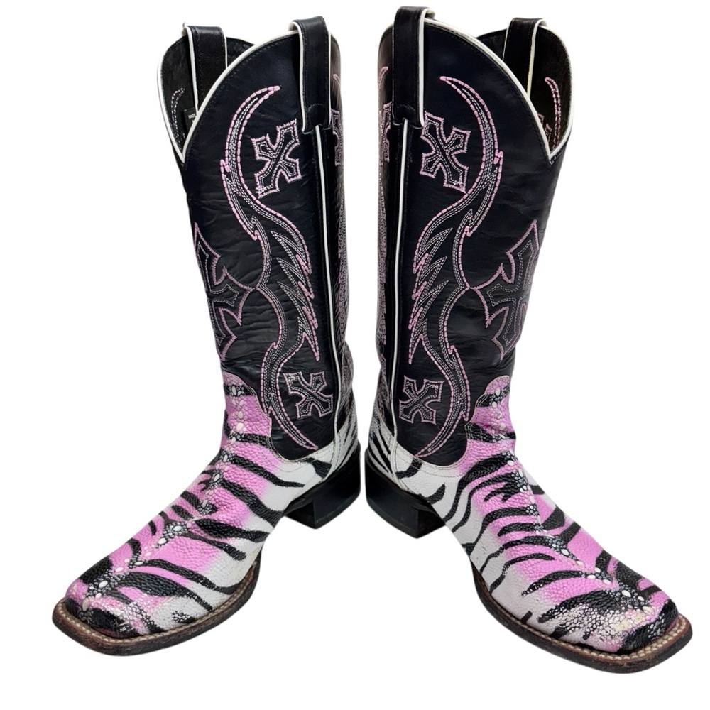 NOCONA TIGER STINGRAY PINK TIGER BOOTS SZ 7.5B - Picture 12 of 14